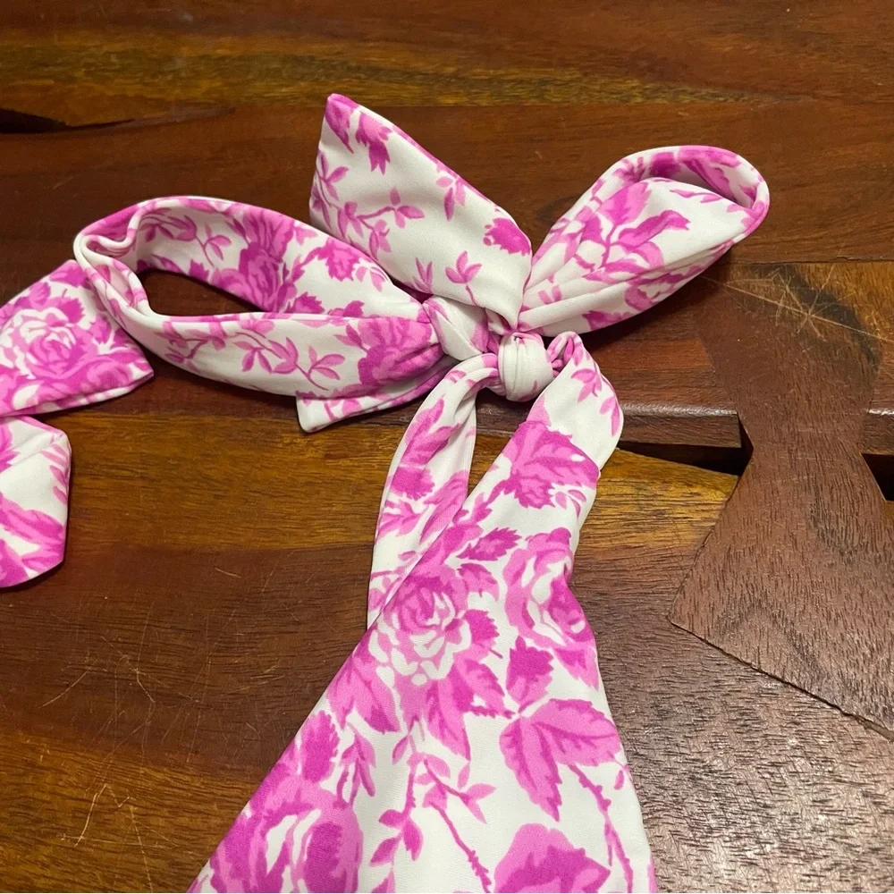 Lovers + Friends Take Me Away Pink Floral Bow Bikini Top - Picture 4 of 8